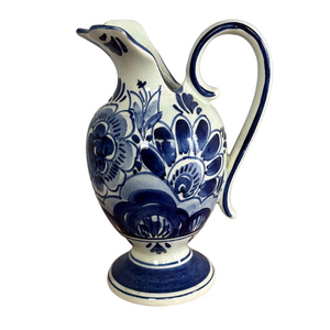 Vintage Hand-painted Delfts Holland Blue White Floral Mini Ceramic Pitcher